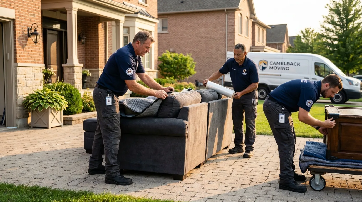 Large estate moving crew wrapping furniture in Cave Springs, AR