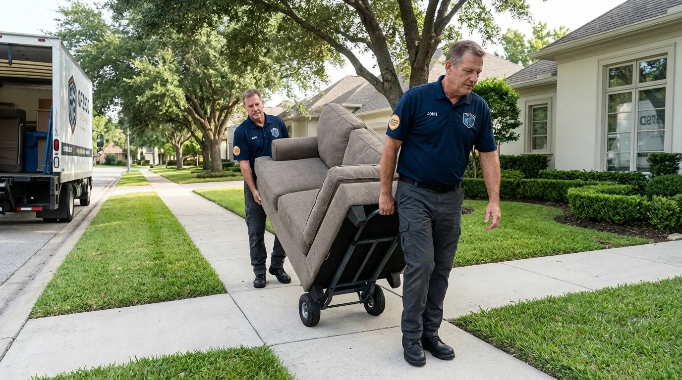 Local residential moving crew loading furniture in Cave Springs, AR