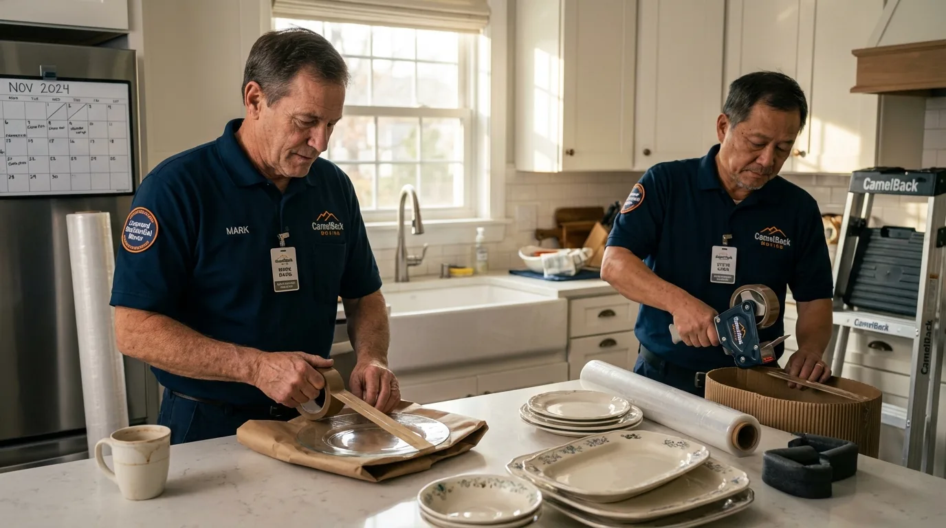 Professional crew packing kitchen dishware in Cave Springs, AR